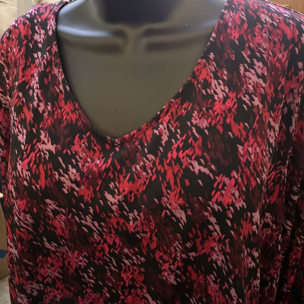 Catherines Blouse Sz 2X 22/24 Abstract Art to Wear Layered Tunic Top
